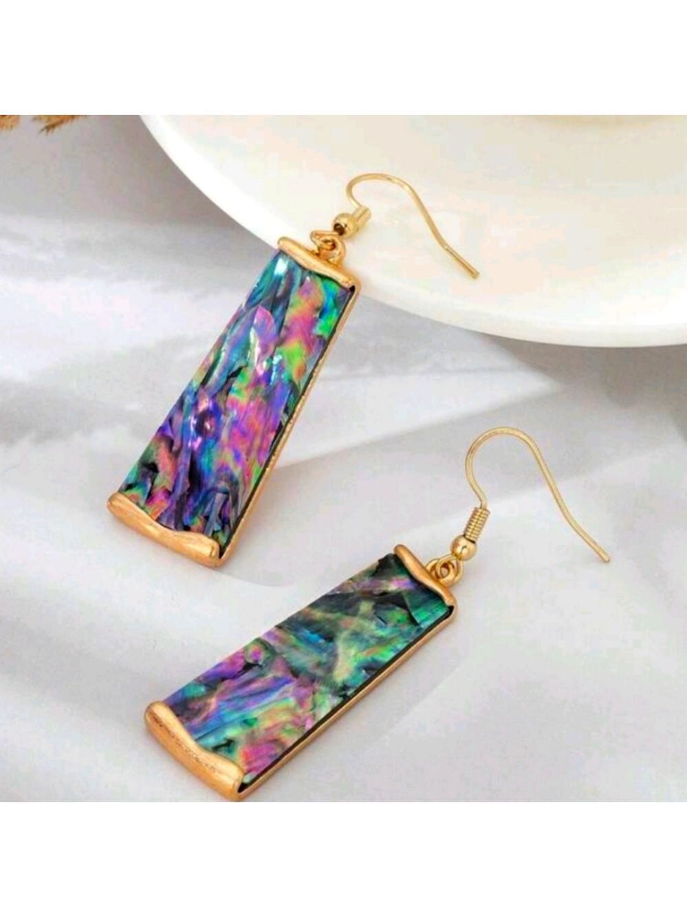 BOHO MULTICOLOR Acrylic GOLD Abalone Shell